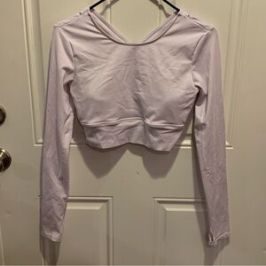 SHEIN Light Lilac Purple Fitted Long Sleeve Brami Crop Top Criss Cross Open Back